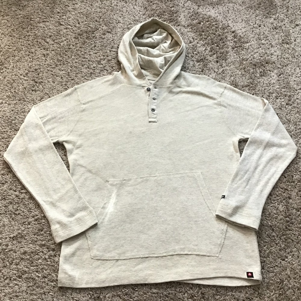 Airwalk Men's Hoodie Small Lightweight Henley 3 Button Thermal Oatmeal